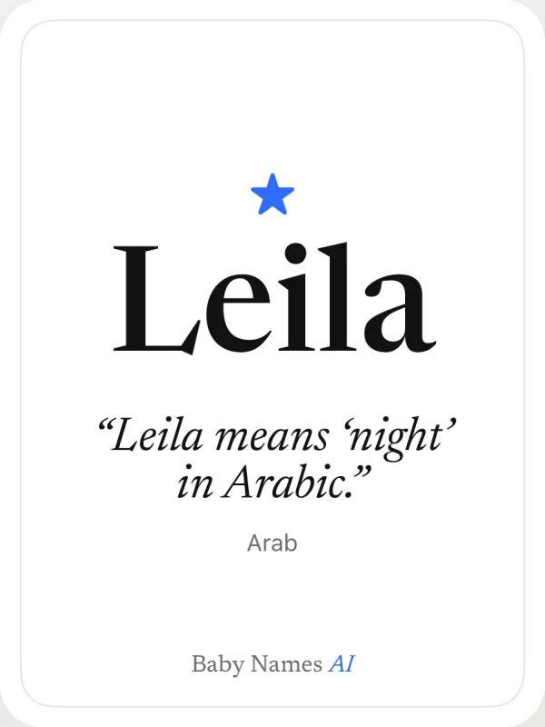 A light share card for Leila: Leila means night in Arabic